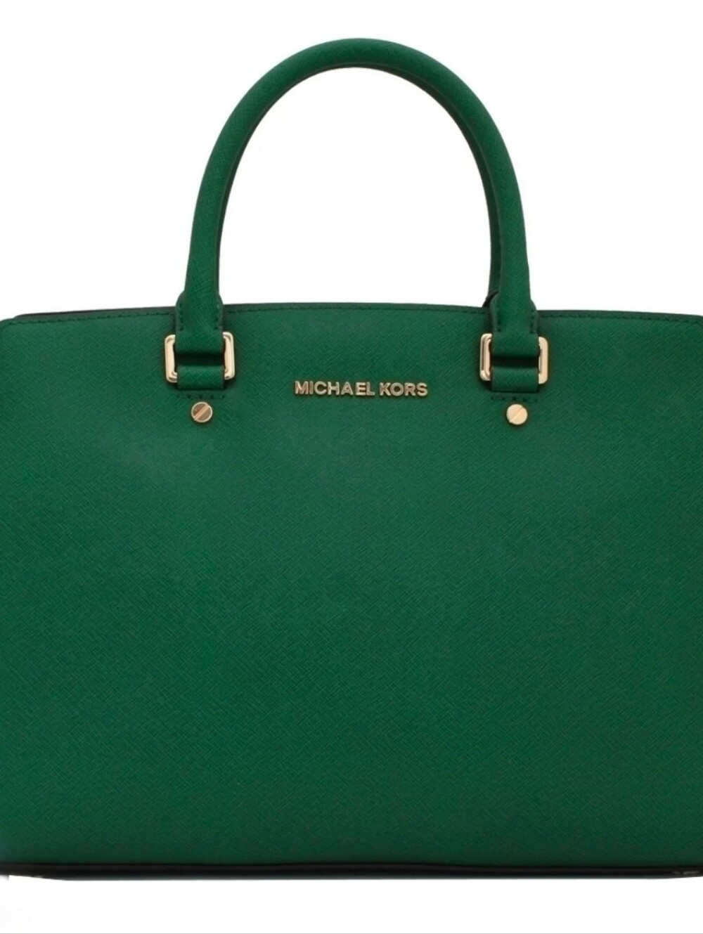 NWT Michael Kors Leather Vibrant Green Satchel Tote Purse Bag w Gold Hardware